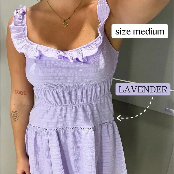 Women's Ruffle Tiered Skater Dress | Wild Fable | Target | Lavender | Size M - Picture 7 of 12
